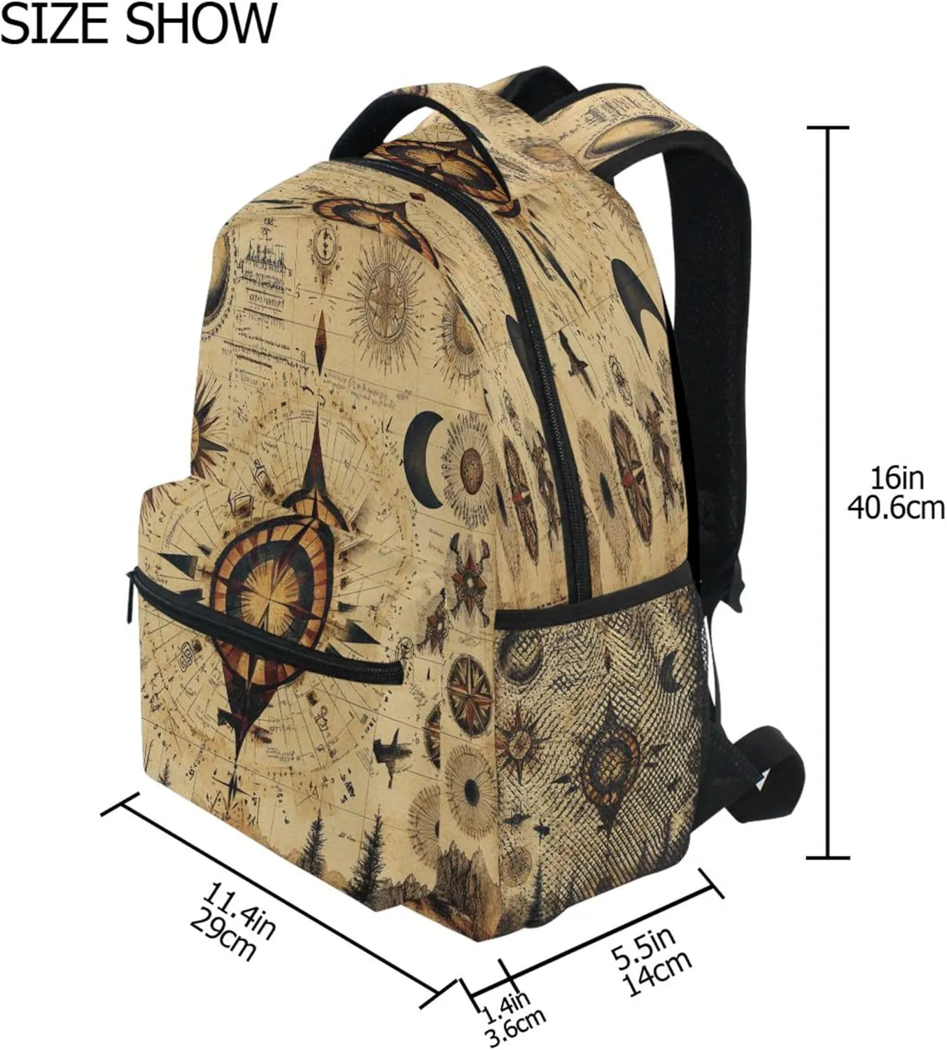 KLL Fun Backpack for Teacher Nurse Waterproof Personal Backpack with Chest Strap for Travel Trip Boho Vintage Geometric Pattern