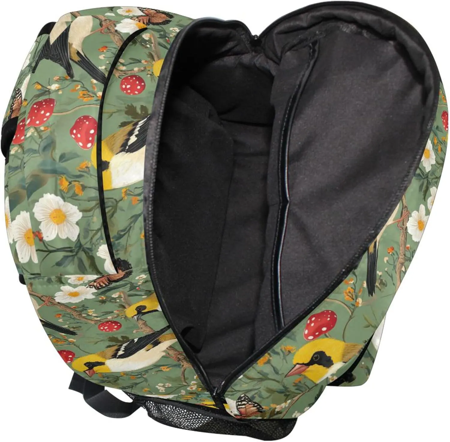 KLL Laptop Backpack for Men and Women Waterproof Sports Backpack with Chest Strap Gift Men & Women Aesthetic Goldfinch Birds Sage Green