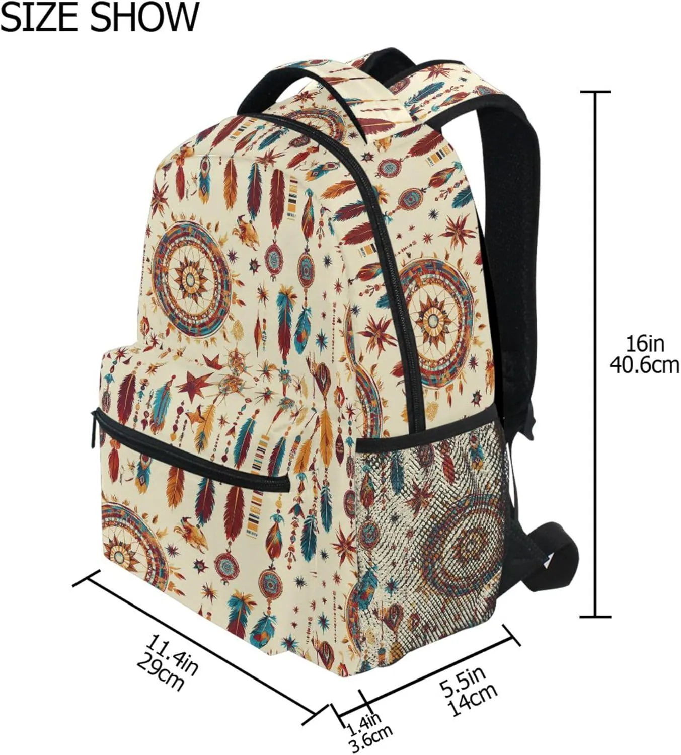 KLL Laptop Backpack for Teacher Nurse Waterproof College School Computer Bag with Chest Strap Gift Men & Women Western Cowboy Dream Catcher Tribal Star Primitive Charm Sparkling