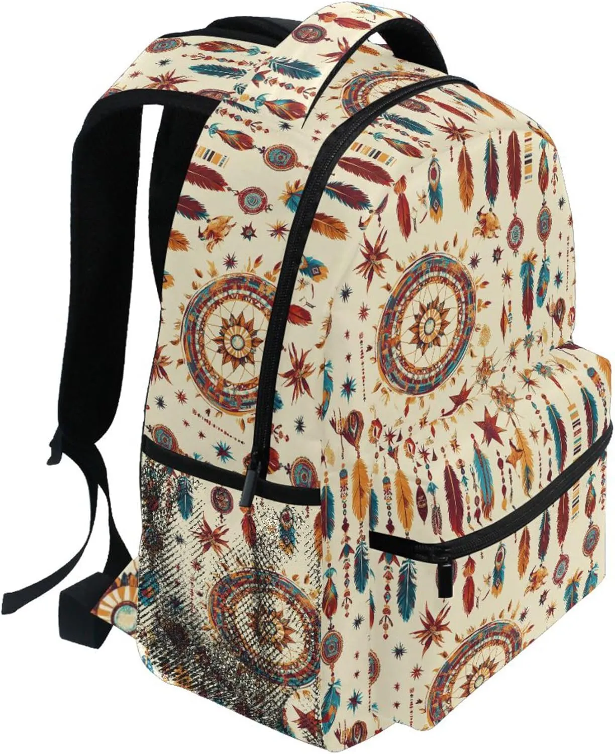 KLL Laptop Backpack for Teacher Nurse Waterproof College School Computer Bag with Chest Strap Gift Men & Women Western Cowboy Dream Catcher Tribal Star Primitive Charm Sparkling