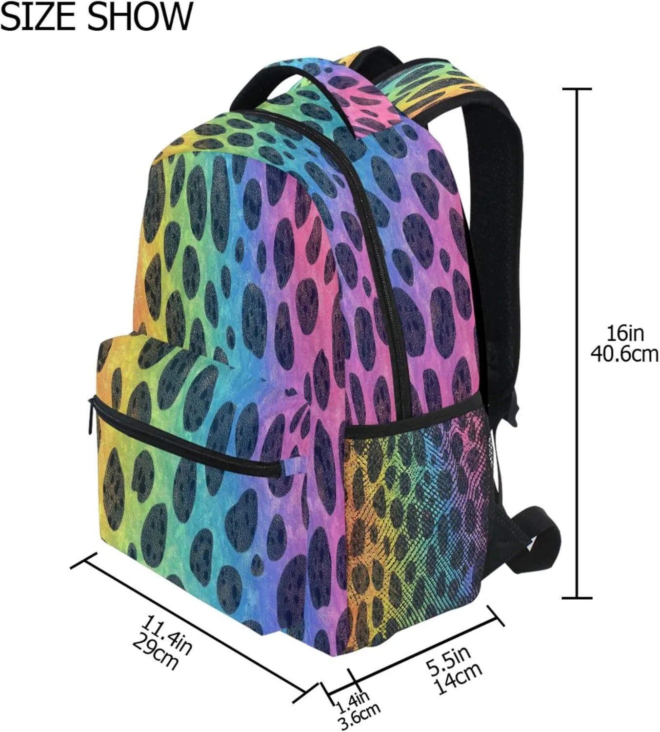 KLL Sport Backpack for Teenager Waterproof Travel Laptop Backpack with Chest Strap for Travel Trip Colorful Leopard