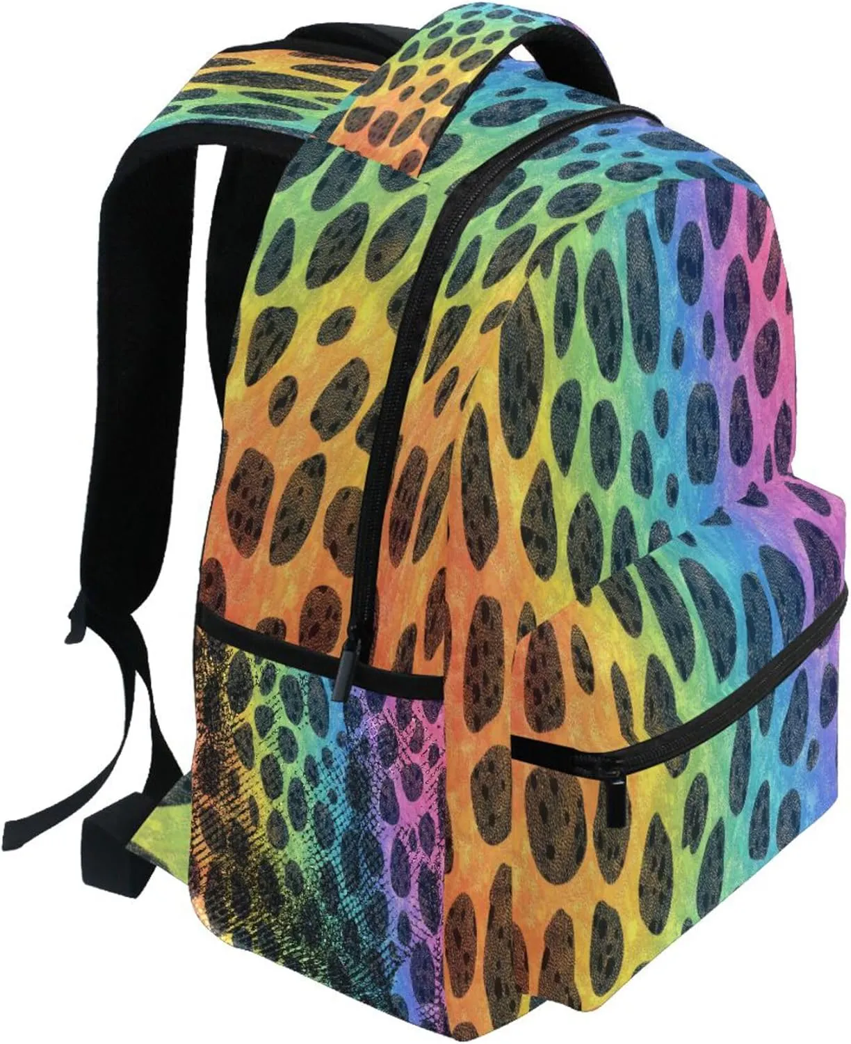 KLL Sport Backpack for Teenager Waterproof Travel Laptop Backpack with Chest Strap for Travel Trip Colorful Leopard