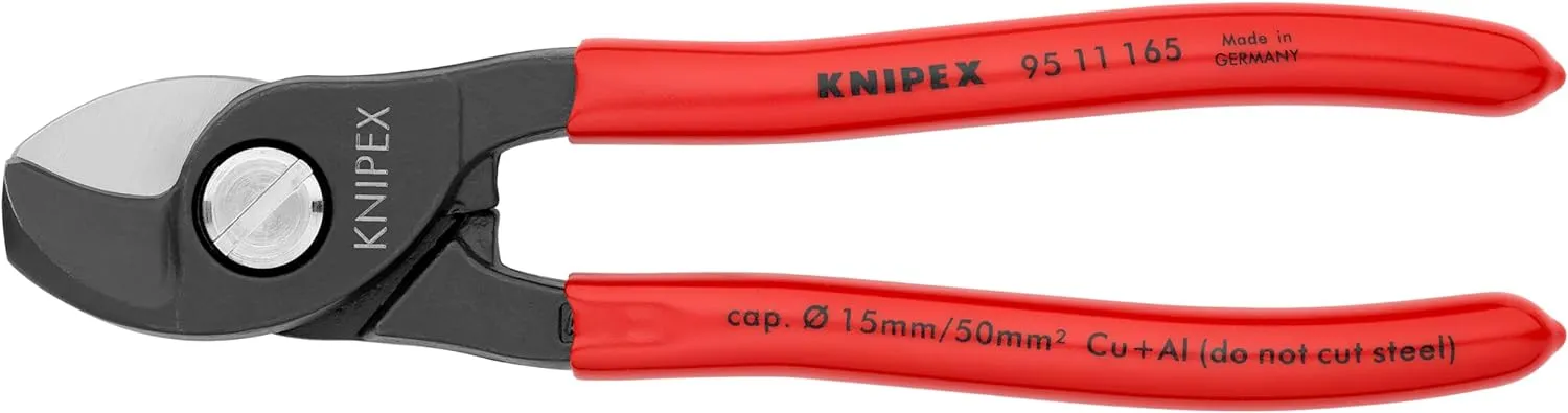 KNIPEX Cable Shears, 6-1/2 In L, 1/0 AWG, Red