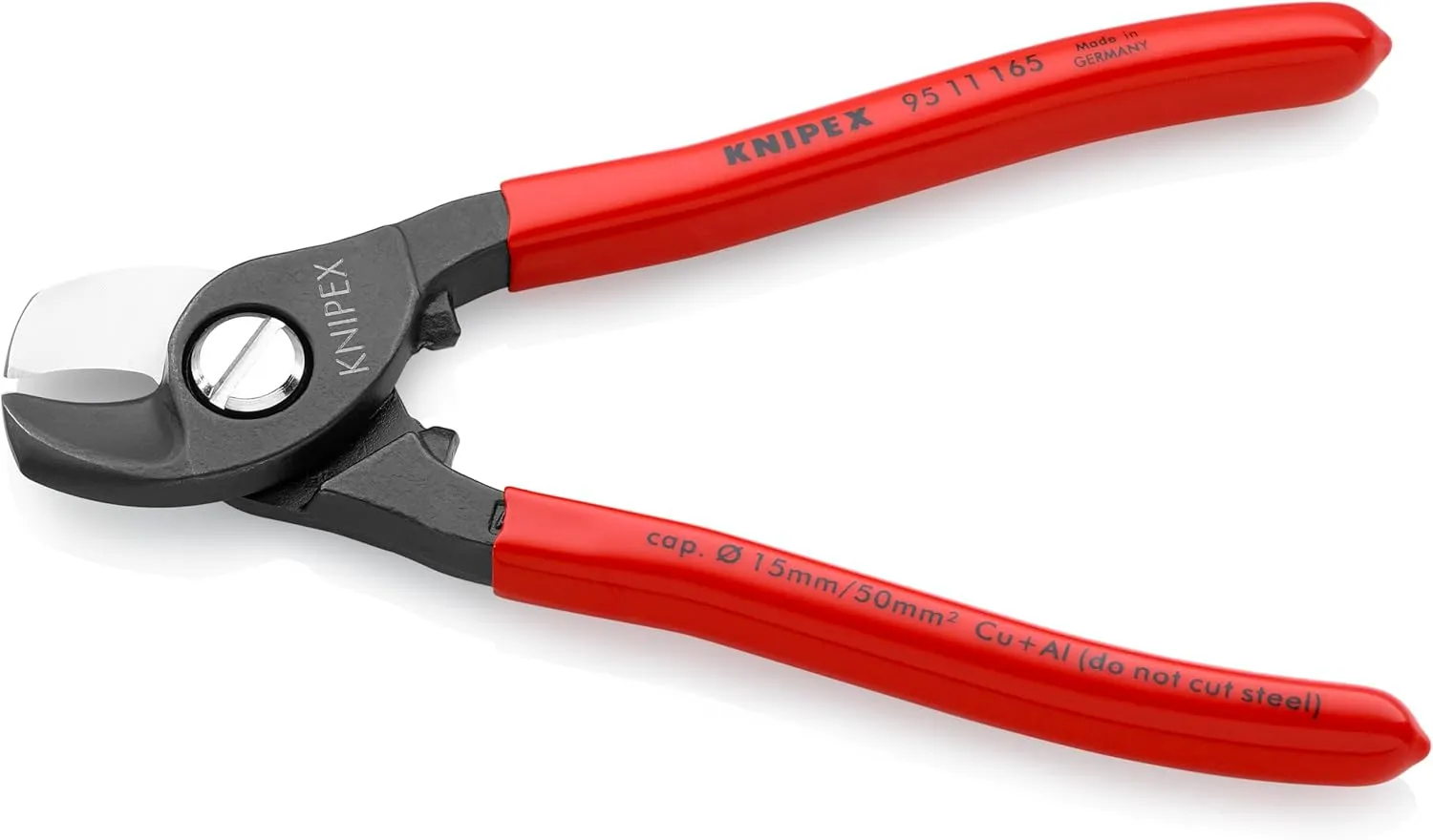 KNIPEX Cable Shears, 6-1/2 In L, 1/0 AWG, Red