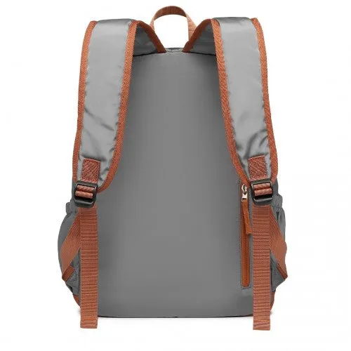 Kono Contrasting Colors Waterproof Casual Backpack With Laptop Compartment - Grey