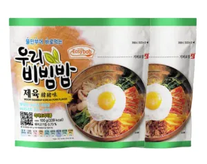 Korean Spicy Woori Bibimbap Instant Mixed Rice, Freeze-Dried Food, Easy-to-Cook for Camping, Hiking, Travel, 3.52oz (100g) Pack of 2