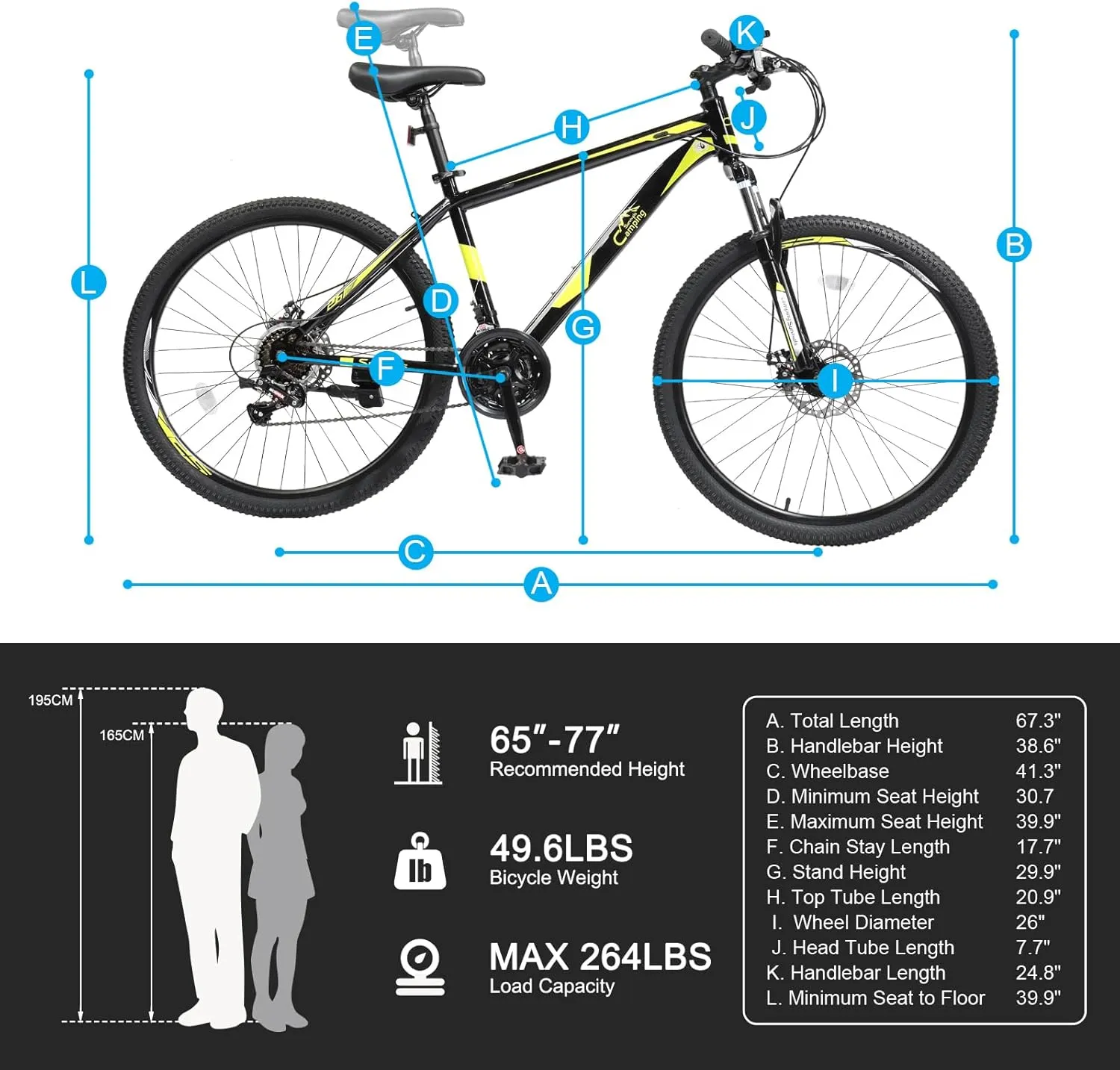 Ktaxon Mountain Bike 24/26/27.5 Inch Men & Women Mountain Bike with 21-Speed Adult Bikes, Double Disc Brake, Suspension Fork and High Carbon Steel Frame