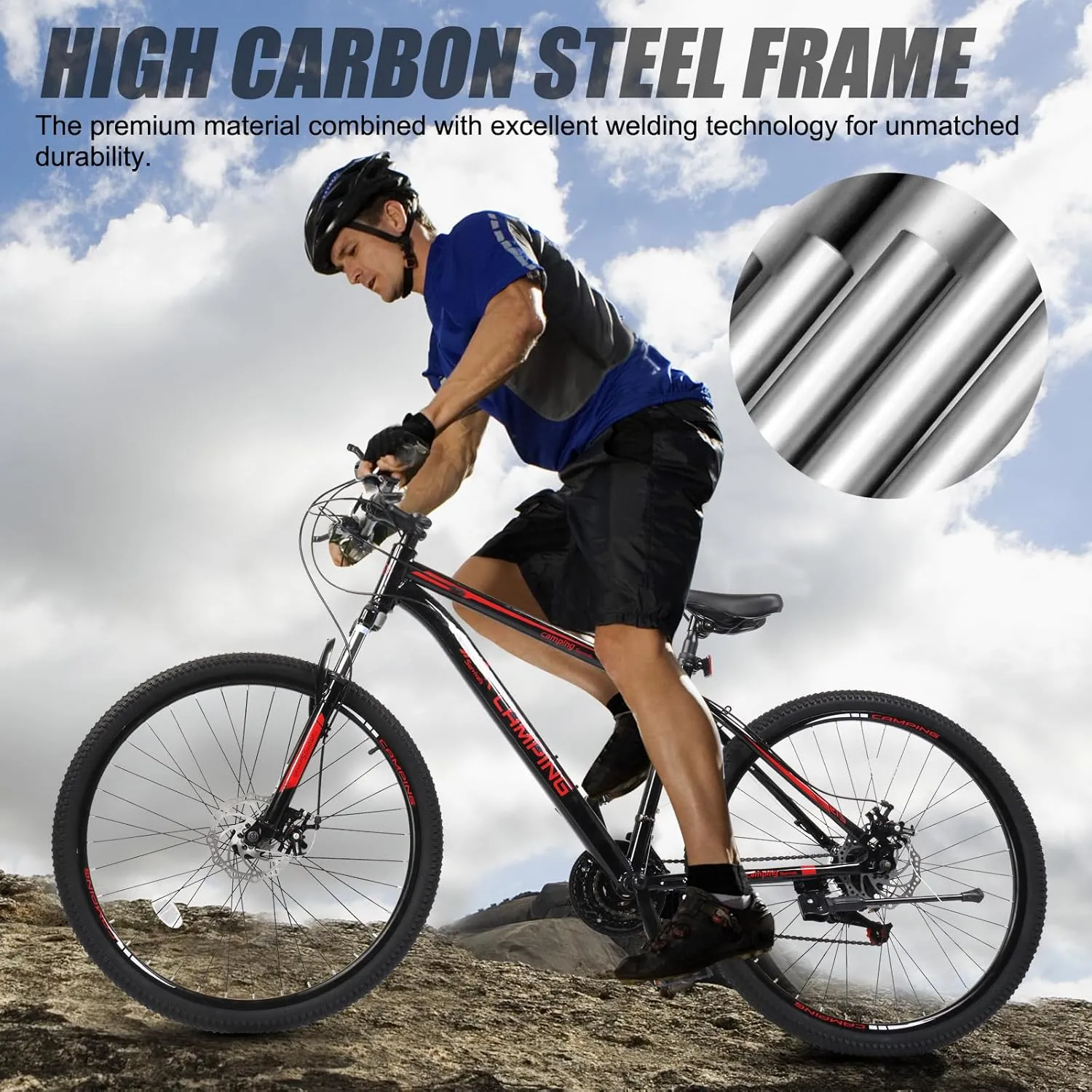 Ktaxon Mountain Bike 24/26/27.5 Inch Men & Women Mountain Bike with 21-Speed Adult Bikes, Double Disc Brake, Suspension Fork and High Carbon Steel Frame