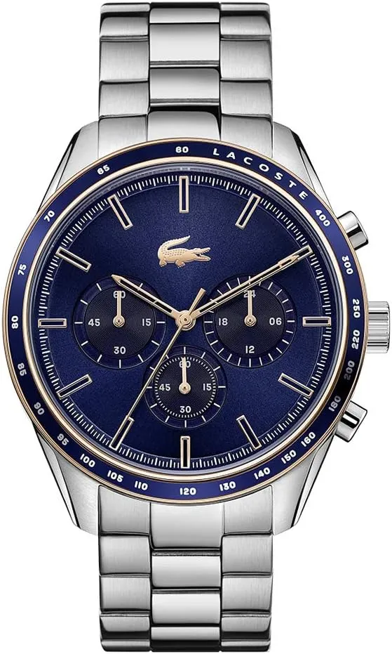 Lacoste Boston Men's Chronograph Watch - Classic Stainless Steel - Tachymeter - Water Resistant up to 5ATM/50 Meters - Modern Design for Him - 42mm