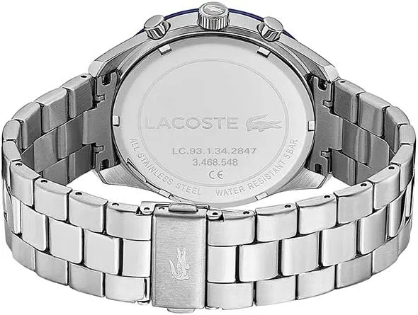 Lacoste Boston Men's Chronograph Watch - Classic Stainless Steel - Tachymeter - Water Resistant up to 5ATM/50 Meters - Modern Design for Him - 42mm