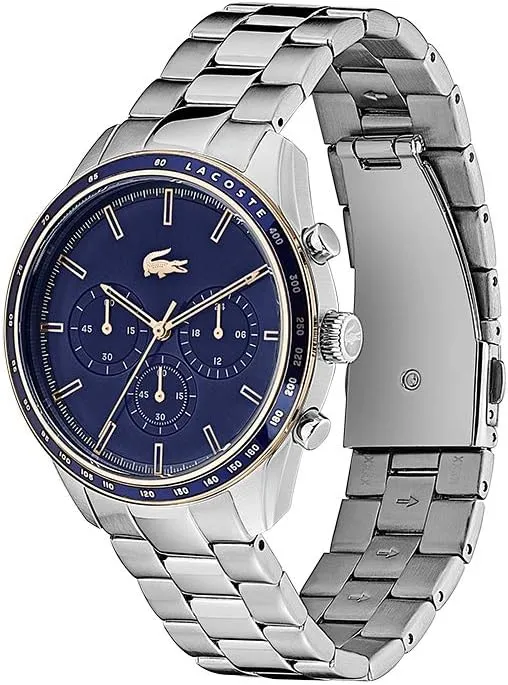 Lacoste Boston Men's Chronograph Watch - Classic Stainless Steel - Tachymeter - Water Resistant up to 5ATM/50 Meters - Modern Design for Him - 42mm
