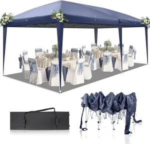Large 20x10ft Blue Camping Tent - Family Size Instant Shelter with Water-Resistant Steel Frame, Includes Storage Bag (6x3m)
