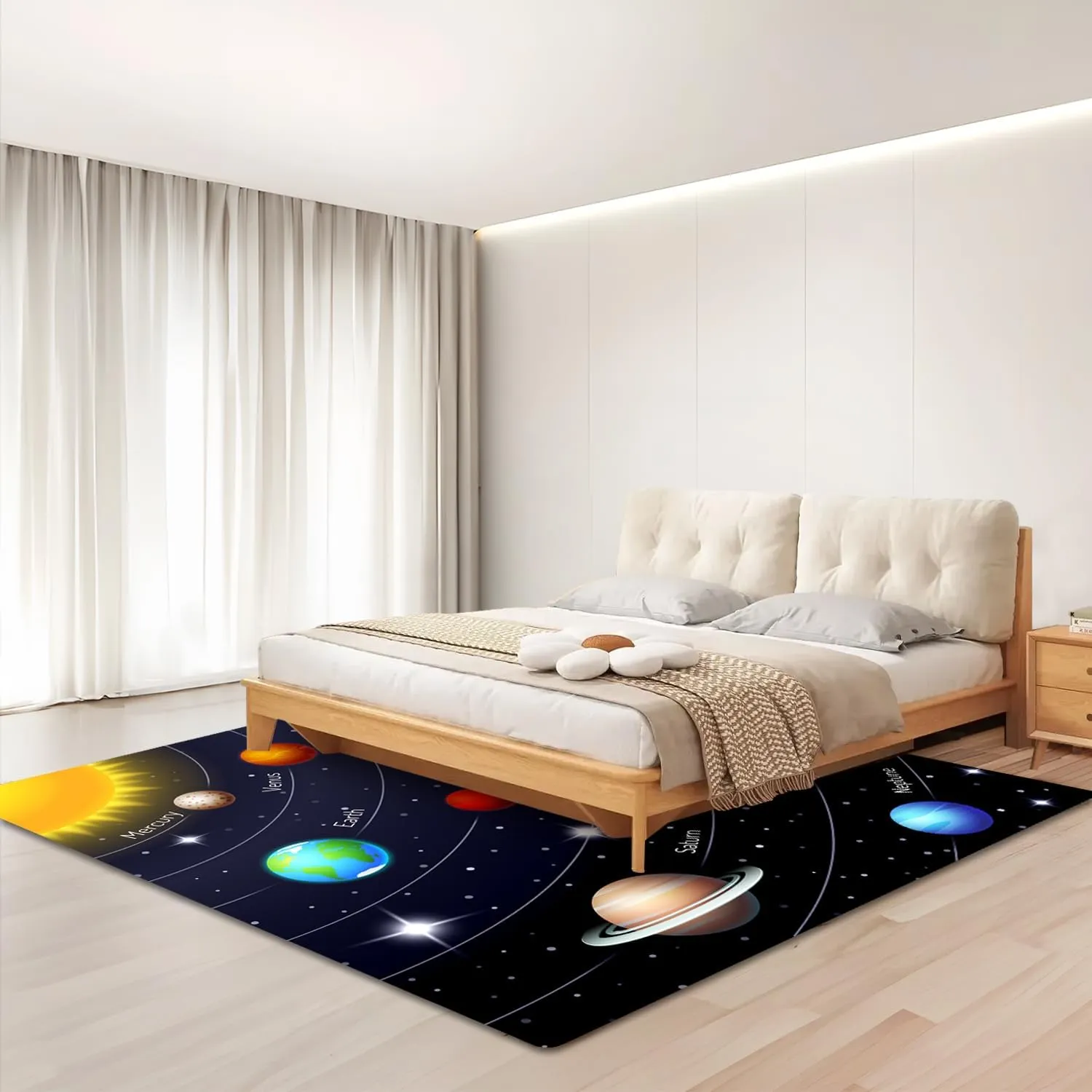 Large Area Rug 5'x6' Carpet for Bedroom Living Room Kids Room Home Decor Entryway Indoor Rugs Mat Solar System Outer Space