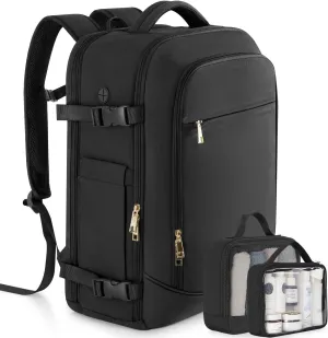 Large Backpack for Men Women, Travel Backpack Flight-approved Personal Item Size, 40L Carry on Backpack Casual Daypack, Black
