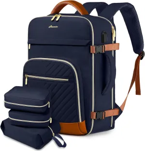 Large Carry On Travel Backpack: Flight Approved 40L Waterproof Personal Item Daypack for Women Weekender Bag fit 17inch Laptop Luggage Backpack Traveling Business with USB Port and 3 Packing Cubes