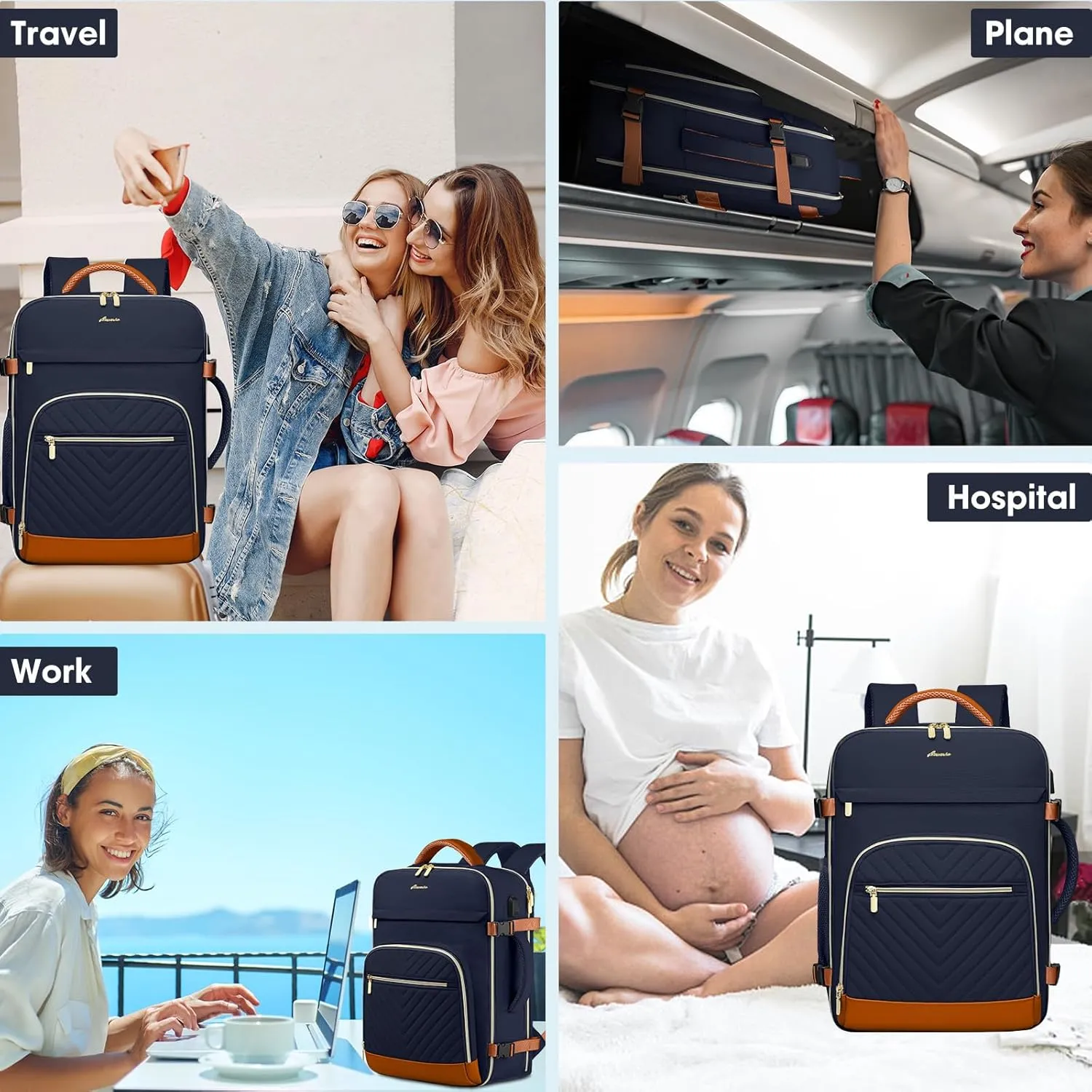 Large Carry On Travel Backpack: Flight Approved 40L Waterproof Personal Item Daypack for Women Weekender Bag fit 17inch Laptop Luggage Backpack Traveling Business with USB Port and 3 Packing Cubes