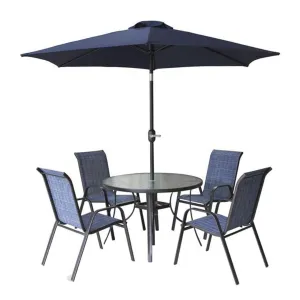 Large Steel Round 6 Piece Patio Set