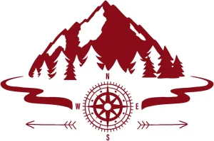 Large Vinyl Wall Decal Mountains Compass Camping Forest Camp Decor Art Stickers Mural (ig5651)
