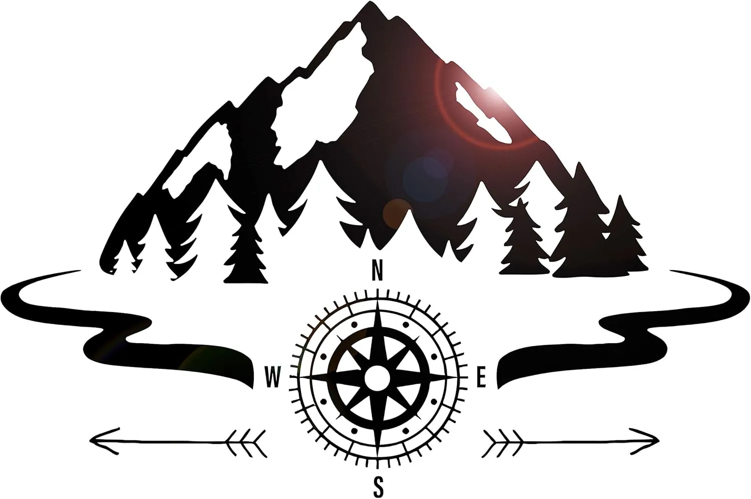 Large Vinyl Wall Decal Mountains Compass Camping Forest Camp Decor Art Stickers Mural (ig5651)