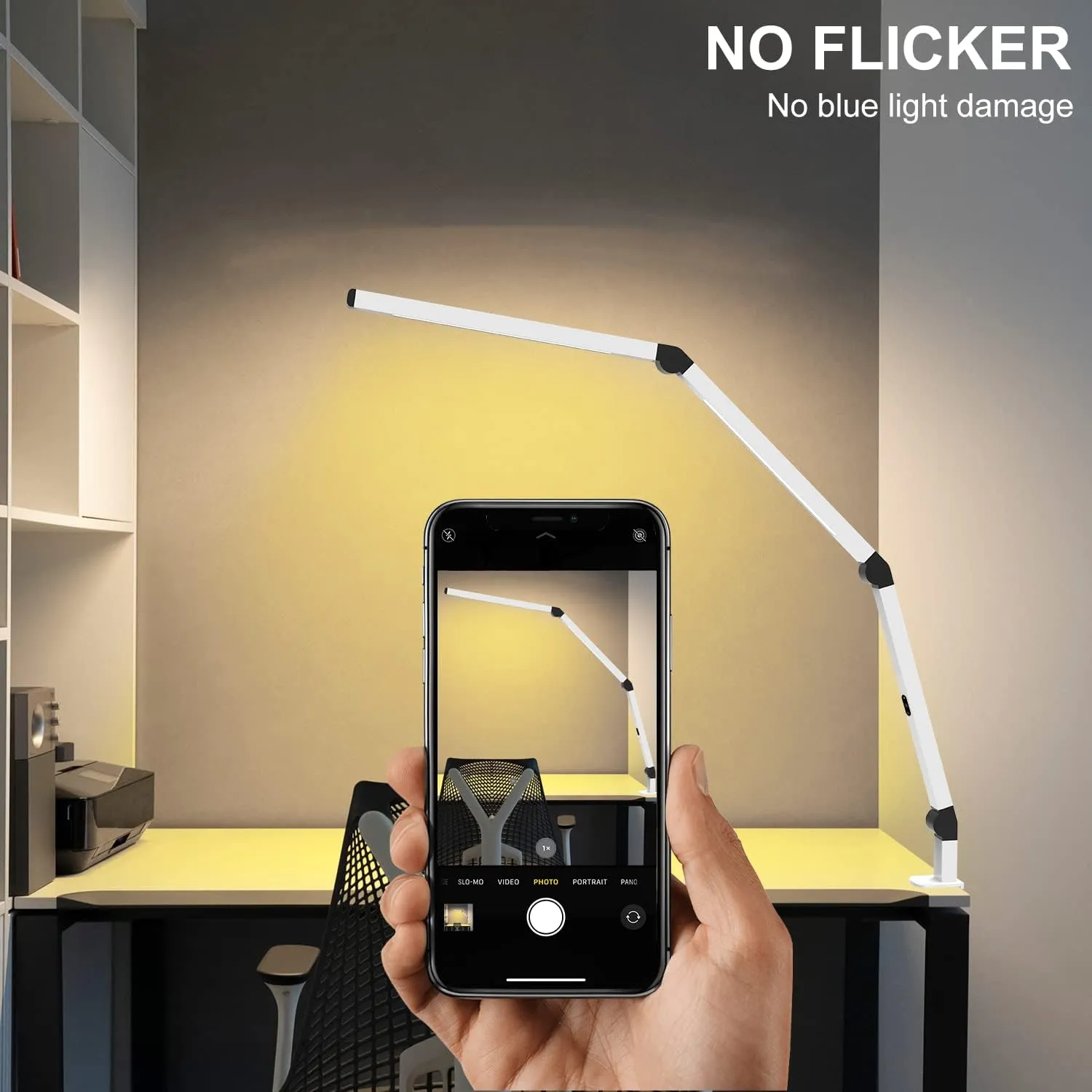 LED Desk Lamp with Clamp, Dual Light Table Lamp with Adjustable Swing Arm, Eye-Care 4 CCT Modes & 5 Brightness Levels Clip-on Architect Modern Desk Light for Home Office Crafting Sewing