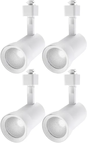 LEONLITE LED Track Lighting Heads 10W Dimmable, 700LM CRI90, Single Circuit H Track Lighting Heads for Accent Retail Kitchen Artwork, Aluminum, ETL & ES Listed, 3000K Warm White, White, Pack of 4