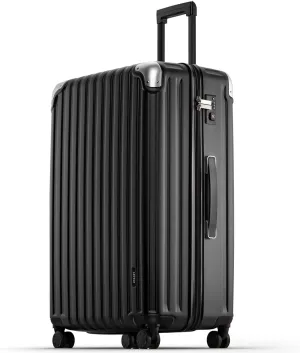 LEVEL8 Grace Luggage, 28 Inch Hardside Suitcase, Abs Pc Harshell Spinner Luggage with Tsa Lock, Spinner Wheels, Black, 28 Inch