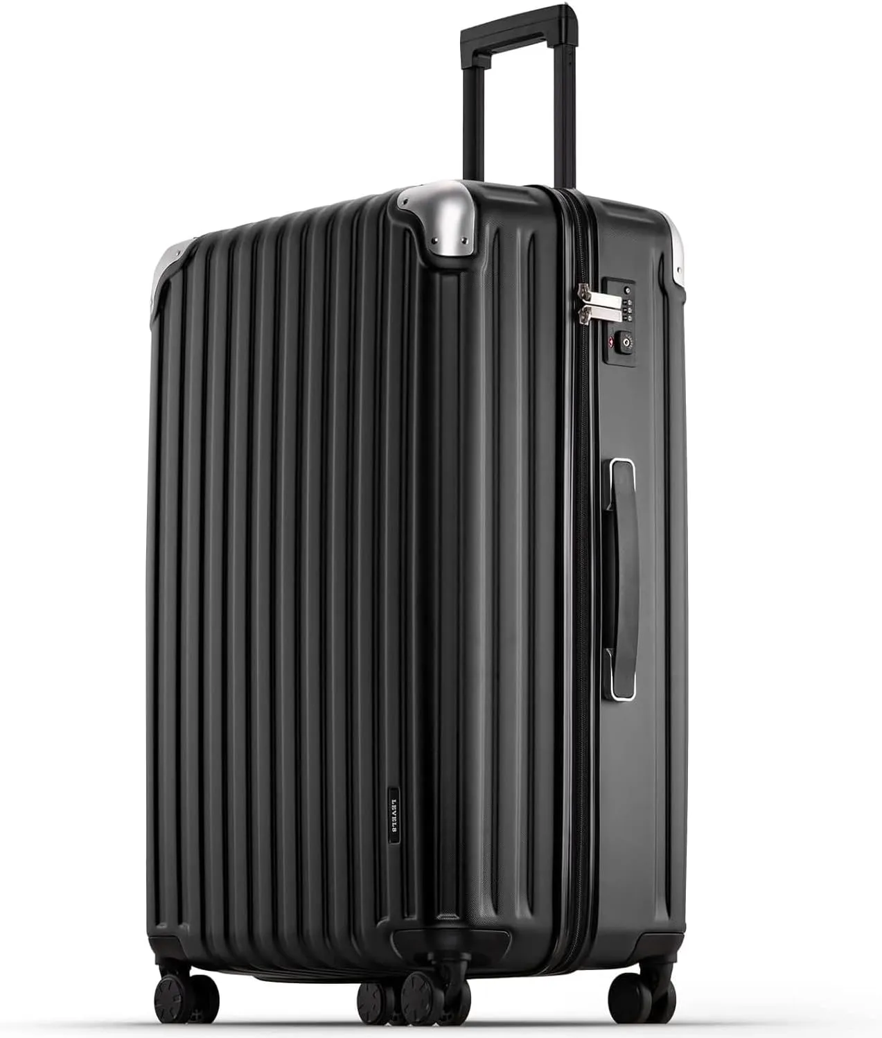 LEVEL8 Grace Luggage, 28 Inch Hardside Suitcase, Abs Pc Harshell Spinner Luggage with Tsa Lock, Spinner Wheels, Black, 28 Inch