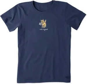Life is Good Women's Vintage Crusher Tee Rocket with Daisy, Heather Gray