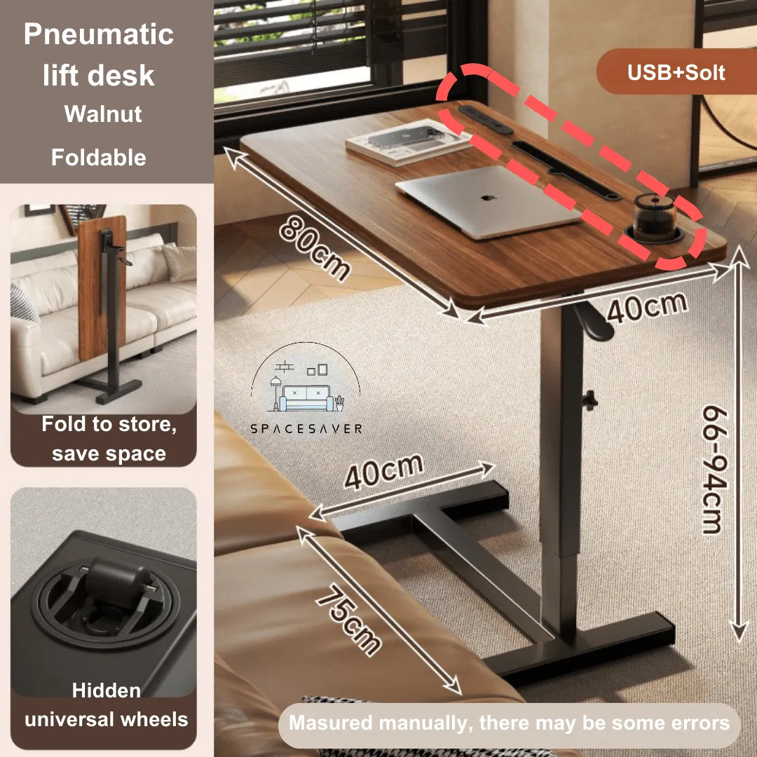 Liftable, Movable and Foldable Bedside Computer Table/Small Liftable Table for Home Living Room: A Compact Desk beside the Sofa for Office Use
