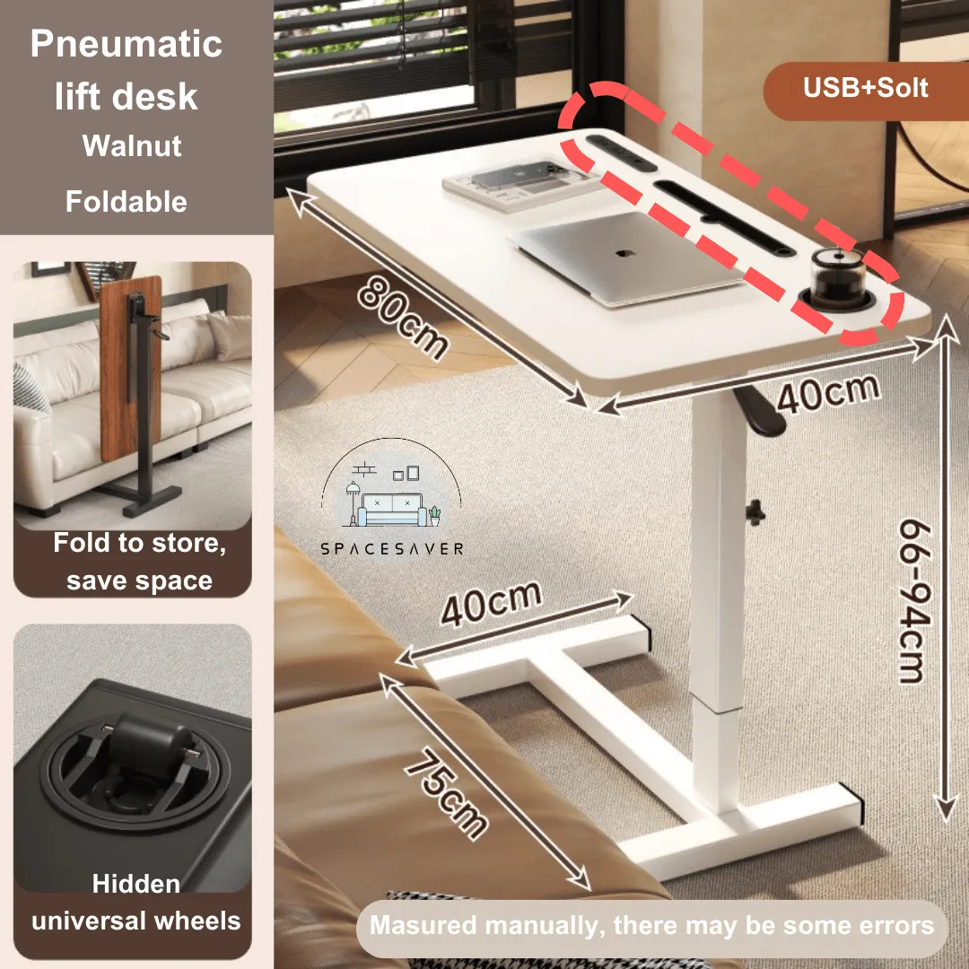 Liftable, Movable and Foldable Bedside Computer Table/Small Liftable Table for Home Living Room: A Compact Desk beside the Sofa for Office Use