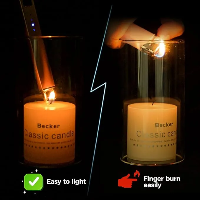 Lighter Candle Lighter, Electric Lighter USB Rechargeable Lighters Have Triple Safety and LED Battery Display, Windproof Flameless Plasma Arc Lighter for Candle Camping Grill (Blue)