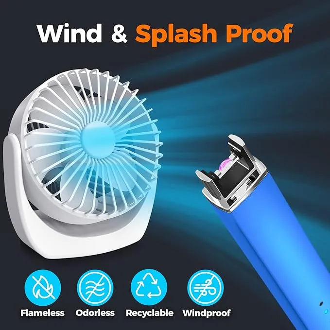 Lighter Candle Lighter, Electric Lighter USB Rechargeable Lighters Have Triple Safety and LED Battery Display, Windproof Flameless Plasma Arc Lighter for Candle Camping Grill (Blue)