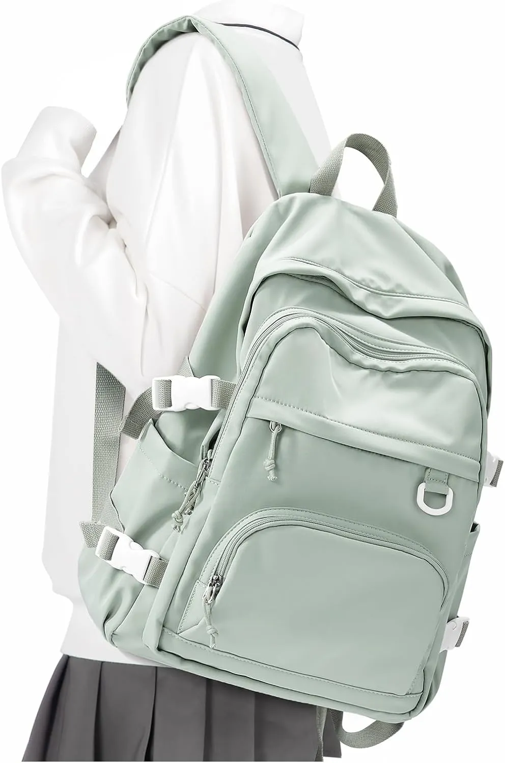 Lightweight College Backpack for Women Men Cute School Bag for Teens Girls Boys High School Backpack for Students Waterproof Casual Daypack Backpack（Green）