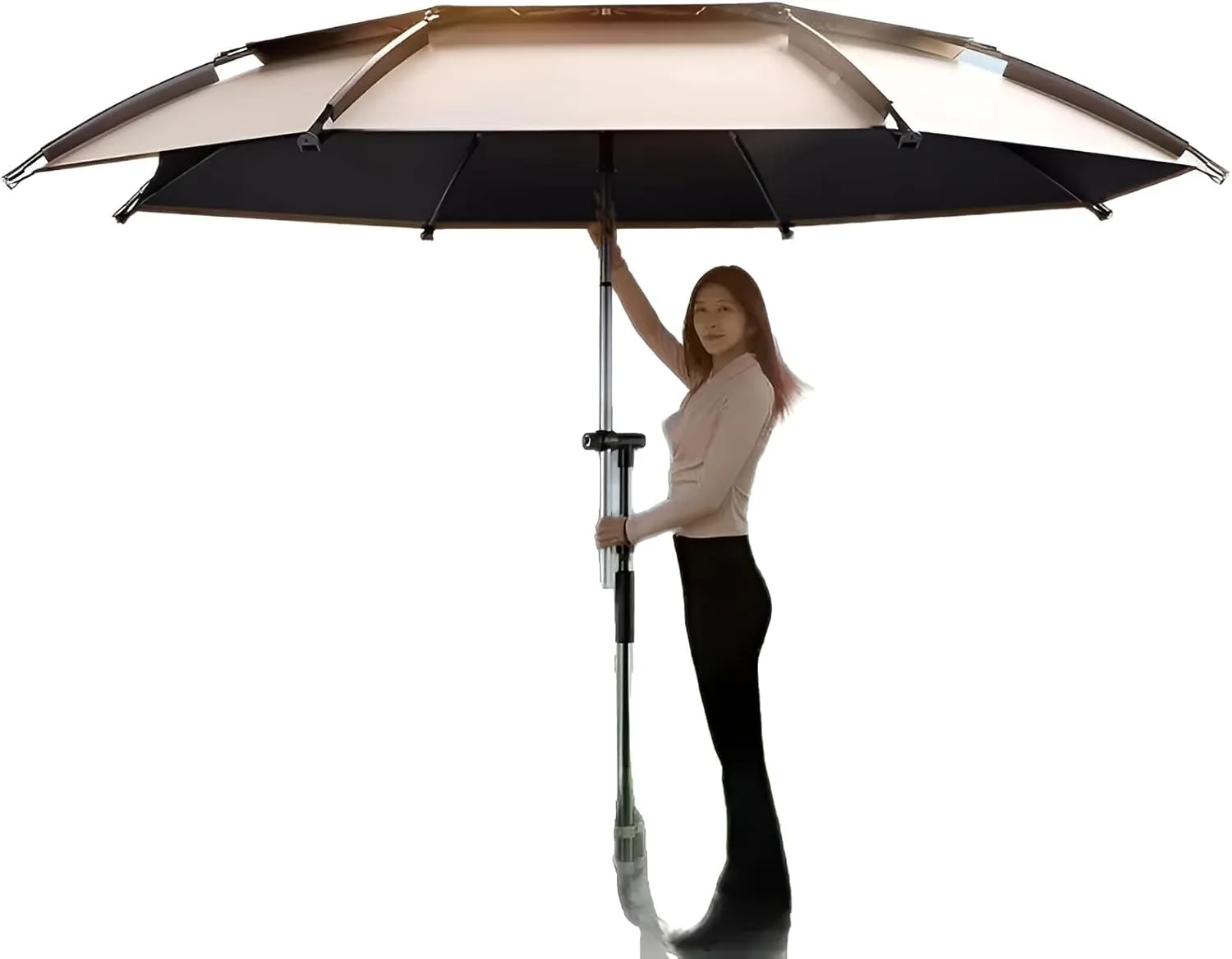 lilaBelle]【Instant Setup Camping Umbrella 210T Blackout Fabric Shelter, 2.6M Family Size with Tripod Base, Multi-Directional Shade for Outdoor BBQ/Fishing in Saudi Arabia