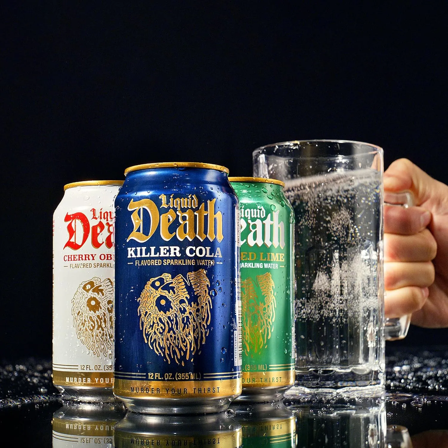 Liquid Death, Killer Cola, Soda-Flavored Sparkling Water, 12-Pack (12oz Cans), Low Calorie & No Artificial Sweeteners