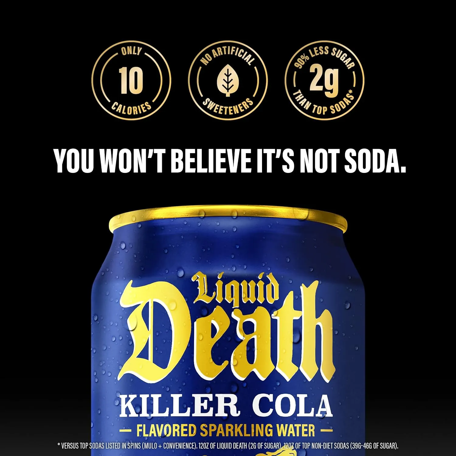 Liquid Death, Killer Cola, Soda-Flavored Sparkling Water, 12-Pack (12oz Cans), Low Calorie & No Artificial Sweeteners