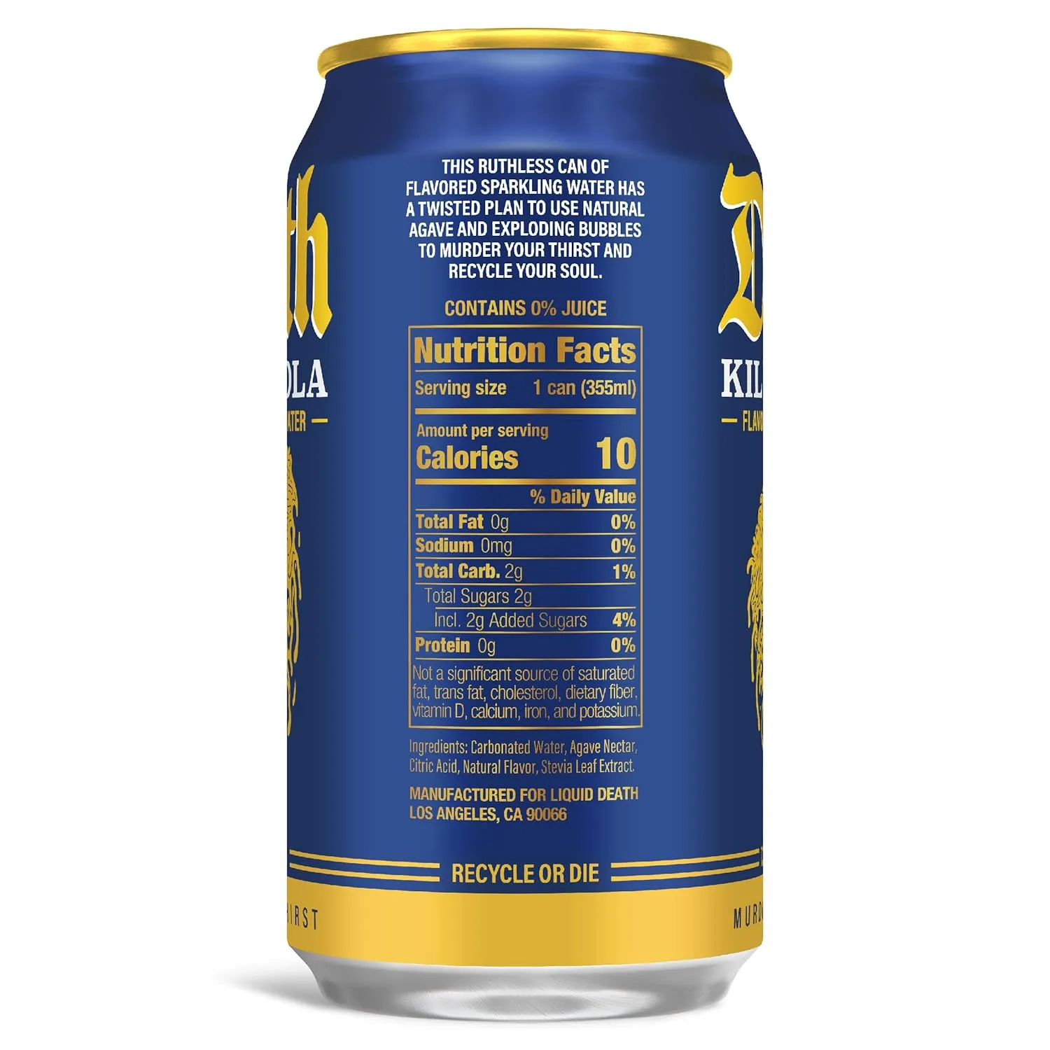Liquid Death, Killer Cola, Soda-Flavored Sparkling Water, 12-Pack (12oz Cans), Low Calorie & No Artificial Sweeteners