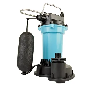 Little Giant 5.5-ASPA 115-Volt, 2100 GPH, 1/4 HP Automatic Aluminum Sump Pump with Snap-Action Float Switch and 25-Ft. Cord, Blue or Black, 505703