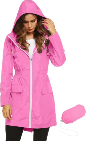 Lomon Women Waterproof Lightweight Rain Jacket Active Outdoor Hooded Raincoat