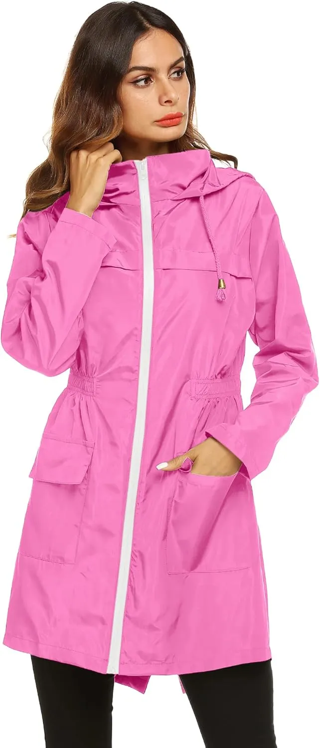 Lomon Women Waterproof Lightweight Rain Jacket Active Outdoor Hooded Raincoat