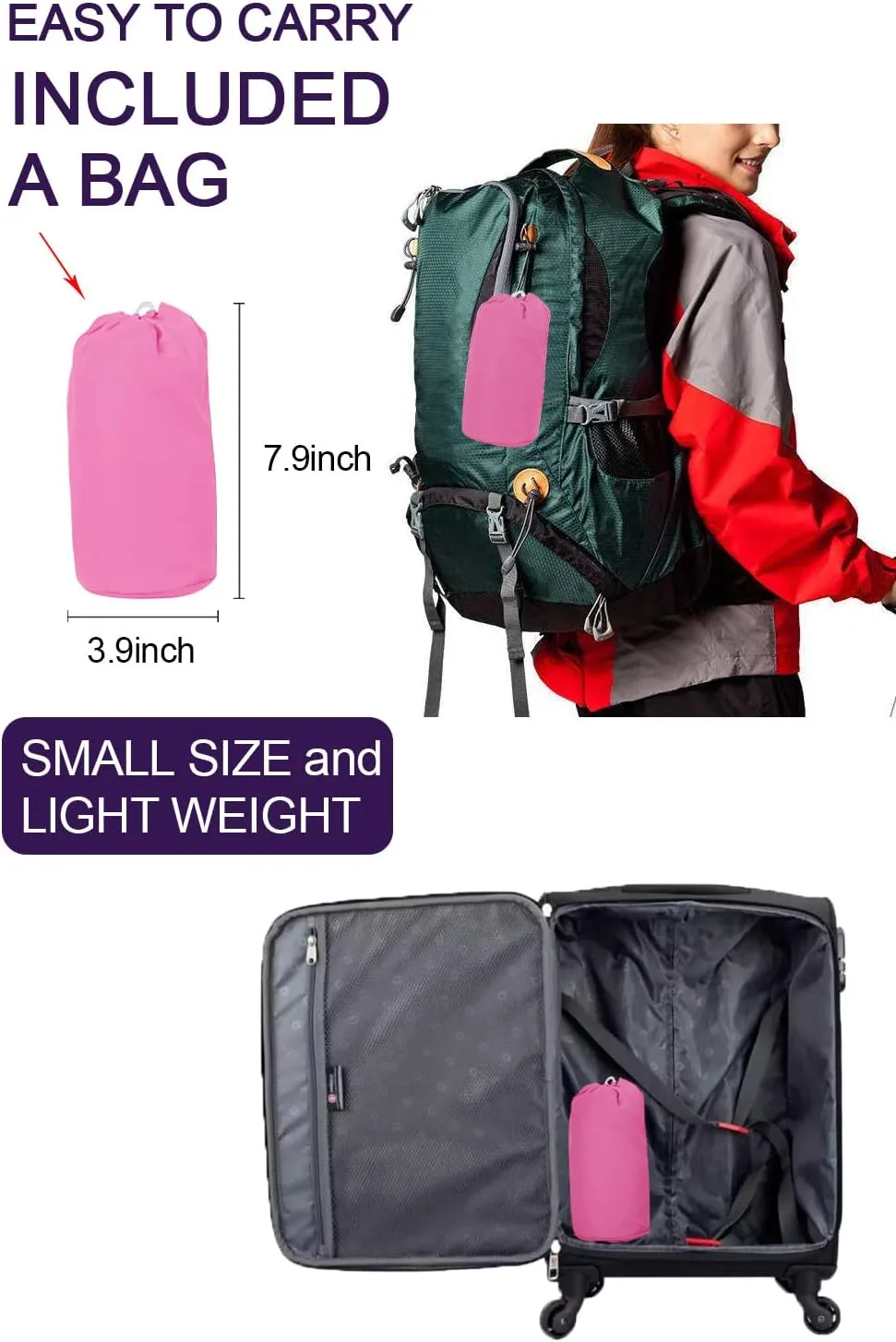 Lomon Women Waterproof Lightweight Rain Jacket Active Outdoor Hooded Raincoat