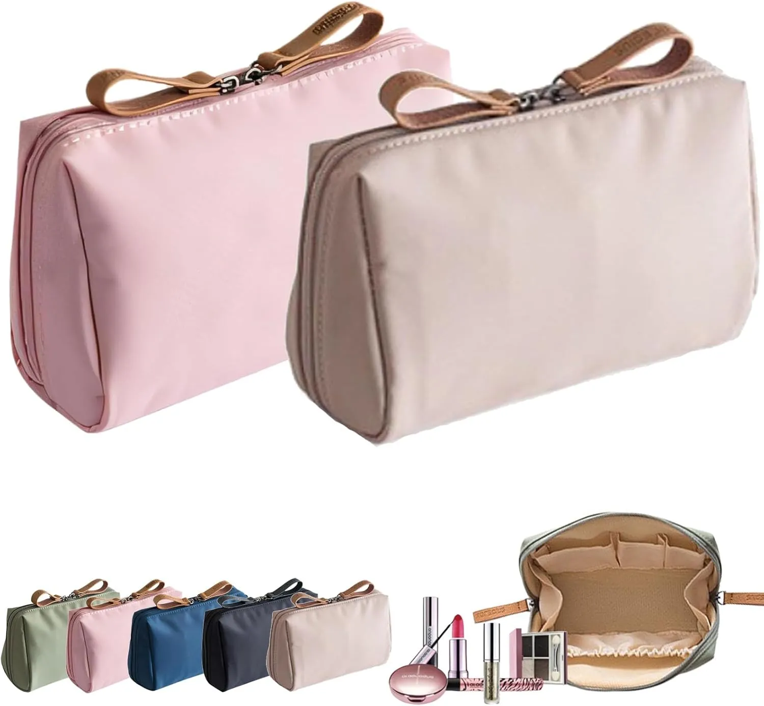 LONGLUAN Tidynook Makeup Bag Small, Tidynook Cosmetic Bag, Tidynook Lipstick Makeup Bag Mini, Tidynook Makeup Bag for Purse, Tidynook Makeup Pouch with Compartments (2PCS-E)