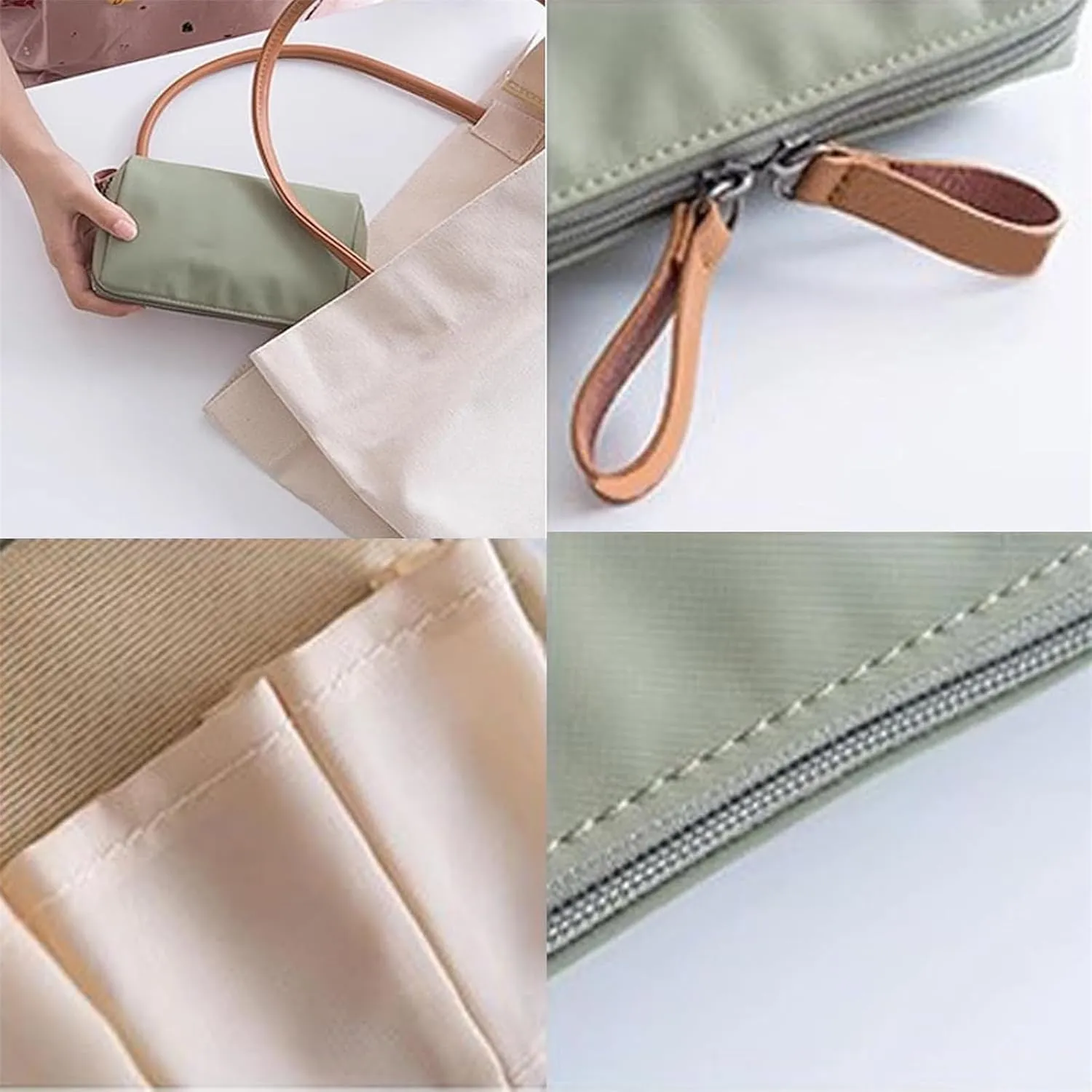 LONGLUAN Tidynook Makeup Bag Small, Tidynook Cosmetic Bag, Tidynook Lipstick Makeup Bag Mini, Tidynook Makeup Bag for Purse, Tidynook Makeup Pouch with Compartments (2PCS-E)