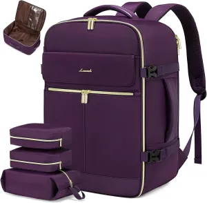 LOVEVOOK 40L Large Carry On Travel Backpack for Women, Flight Approved, Waterproof, TSA Compliant, Fits 17.3'' Laptop, Includes 3 Packing Cubes