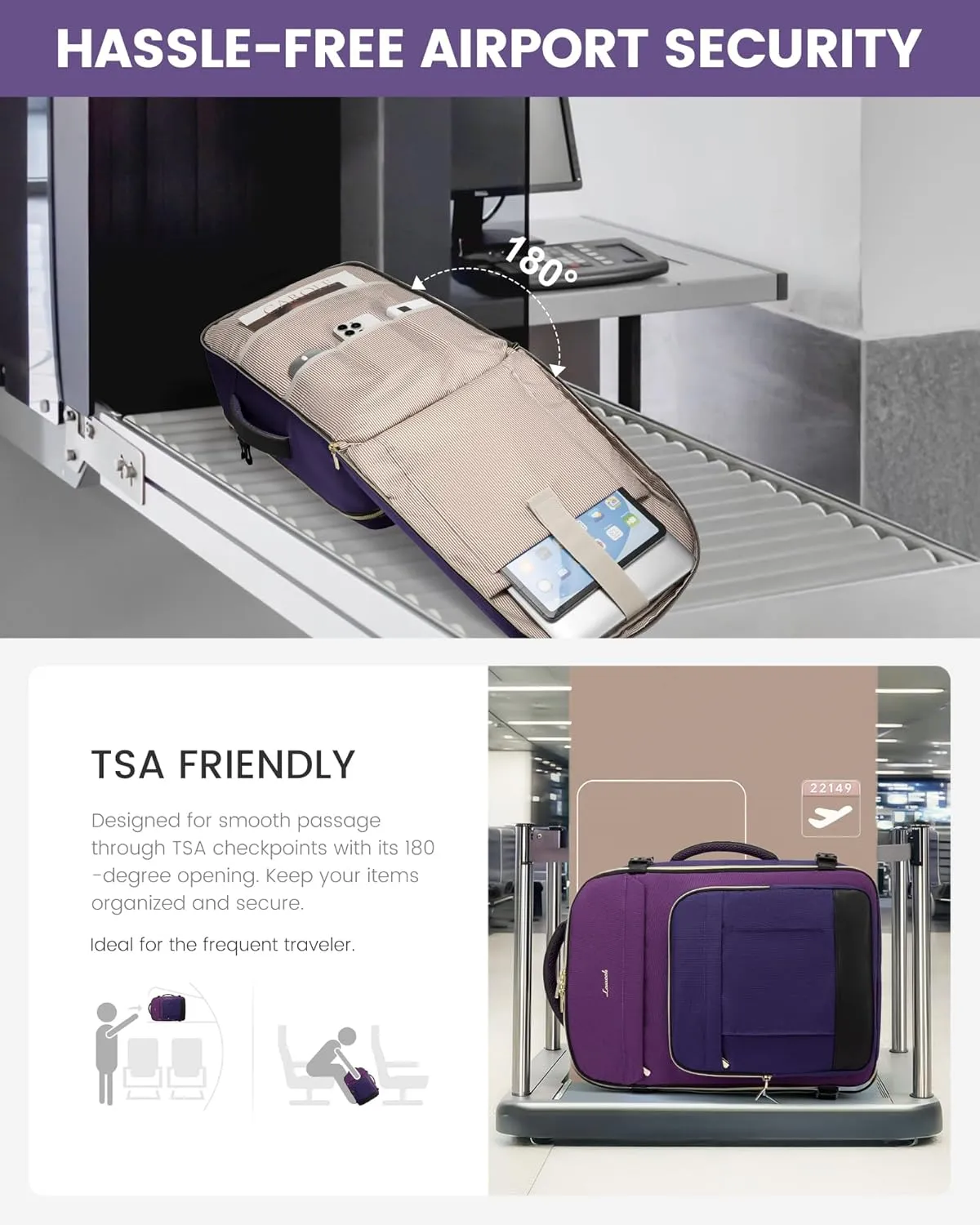 LOVEVOOK 40L Travel Backpack for Women & Men - 17.3 Inch Carry On Backpack & Personal Item Backpack for Airlines, Spacious and Durable Design, with 3 Packing Cubes