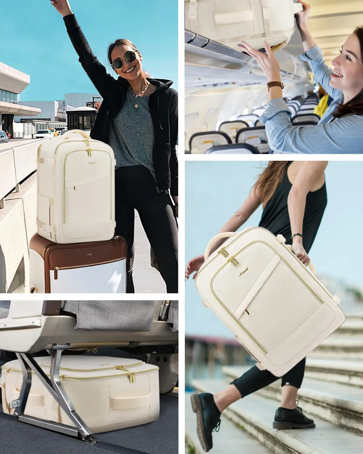LOVEVOOK 40L Travel Backpack for Women, Carry On Flight Approved, Large Personal Item Bag, Fits 17 inch Laptop, TSA Approved Luggage with 3 Packing Cubes, Waterproof Weekender Gym Backpack
