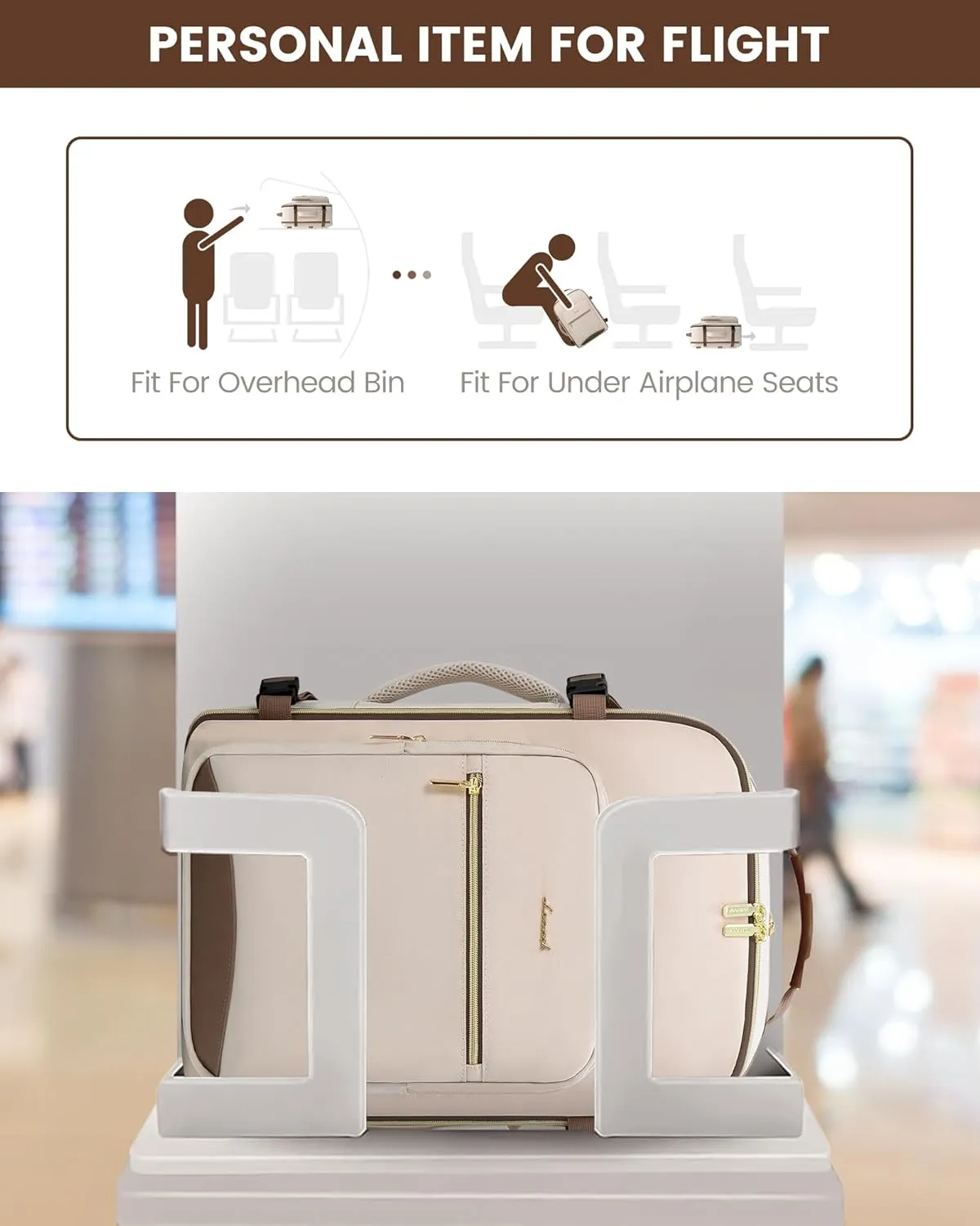 LOVEVOOK Carry on Travel Backpack, 40L Waterproof Large 17inch Laptop Luggage Daypack as Personal Item Flight Approved, Business Weekender Overnight with 3 Packing Cubes, Primary-Coffee