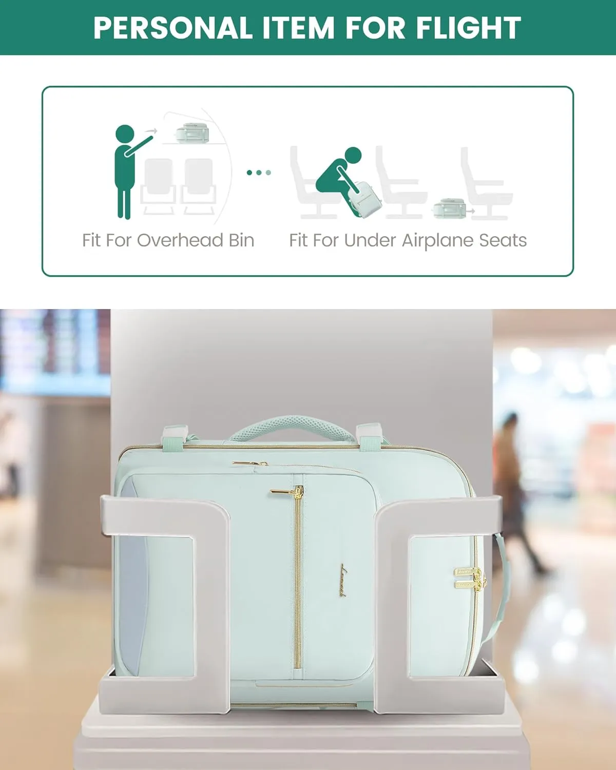 LOVEVOOK Carry on Travel Backpack, 40L Waterproof Large 17inch Laptop Luggage Daypack as Personal Item Flight Approved, Business Weekender Overnight with 3 Packing Cubes, Turquoise-Turquoise
