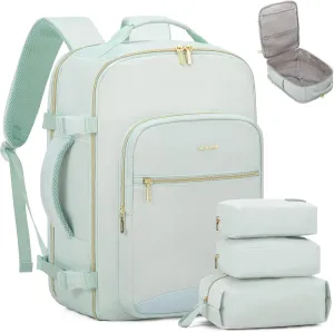 LOVEVOOK Carry on Travel Backpack, 40L Waterproof Large 17inch Laptop Luggage Daypack as Personal Item Flight Approved, Business Weekender Overnight with 3 Packing Cubes, Turquoise-Turquoise
