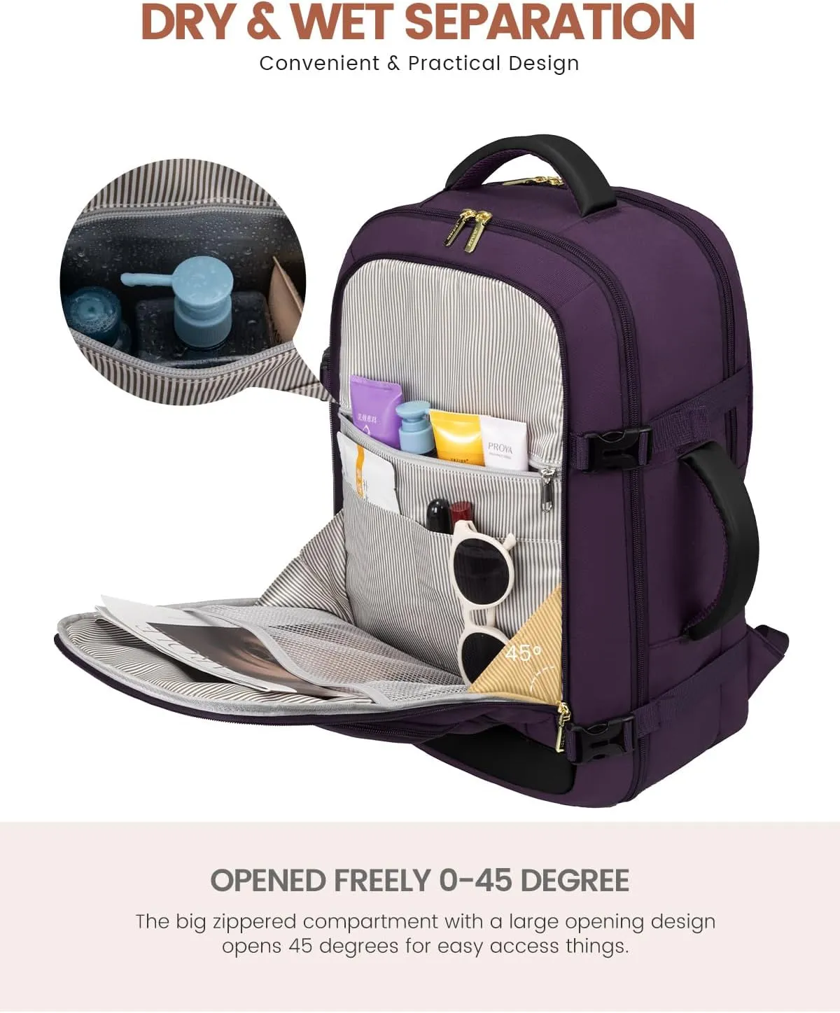LOVEVOOK Carry On Travel Backpack For Women Flight Approved, 40L Large Personal Item Backpack Travel Bag for Airplanes, Business 17 Inch Laptop Backpack, Weekender Overnight Daypack, With 2 Cubes